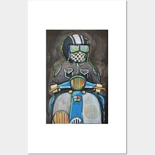 Retro Scooter, Classic Scooter, Scooterist, Scootering, Scooter Rider, Mod Art Posters and Art